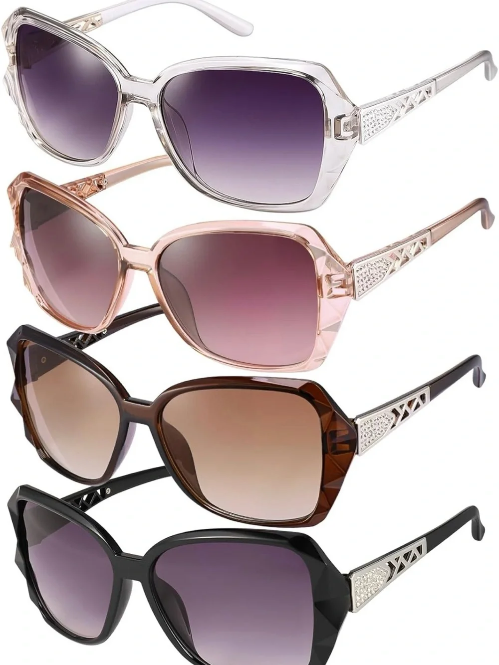 DragonflyDreams 4 Pcs Women Large Sunglasses, UV 400 Glasses